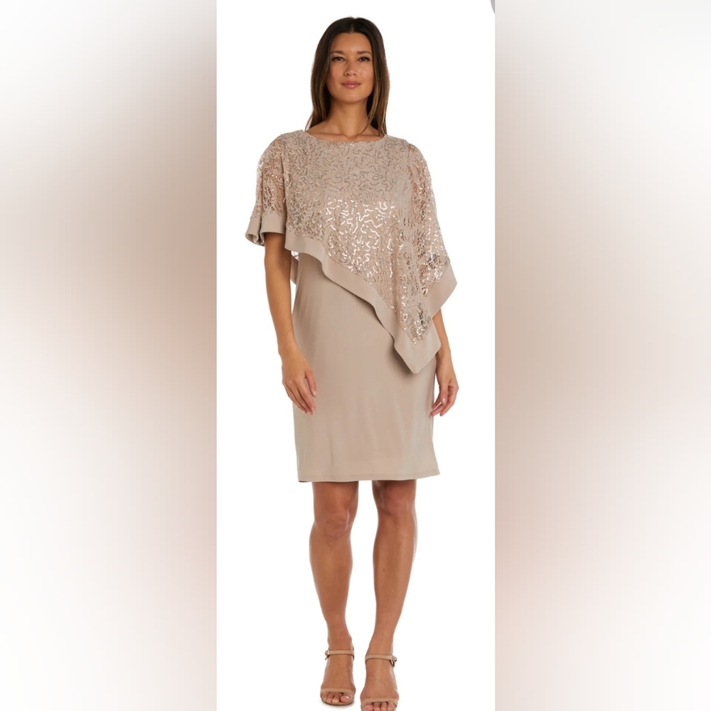 Knee-Length Dress and Sequined Poncho Set Size 6